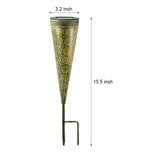 2 Pack Conical Hollow Metal Solar Garden Stake Lights for Pathway and Landscape Decoration