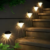 2 Pack Modern Black Geometric Solar Powered LED Outdoor Wall Lamps for Porch and Garden