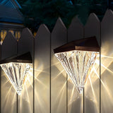 2 Pack Modern Black Geometric Solar Powered LED Outdoor Wall Lamps for Porch and Garden