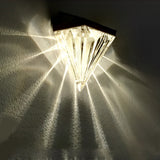 2 Pack Modern Black Geometric Solar Powered LED Outdoor Wall Lamps for Porch and Garden