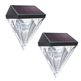 2 Pack Modern Black Geometric Solar Powered LED Outdoor Wall Lamps for Porch and Garden