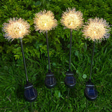 2 Pack Waterproof Solar Dandelion Garden Lights Aluminum Flower Outdoor Pathway LED Lawn Stake Decor