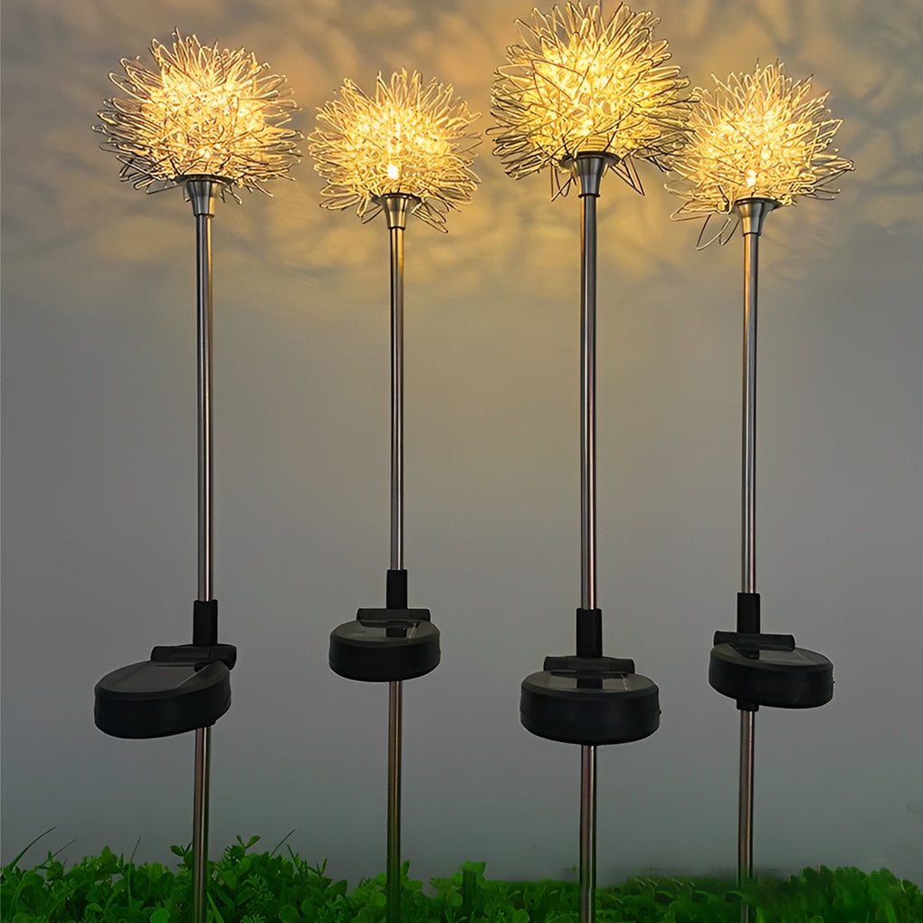 2 Pack Waterproof Solar Dandelion Garden Lights Aluminum Flower Outdoor Pathway LED Lawn Stake Decor
