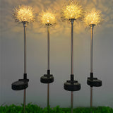 2 Pack Waterproof Solar Dandelion Garden Lights Aluminum Flower Outdoor Pathway LED Lawn Stake Decor