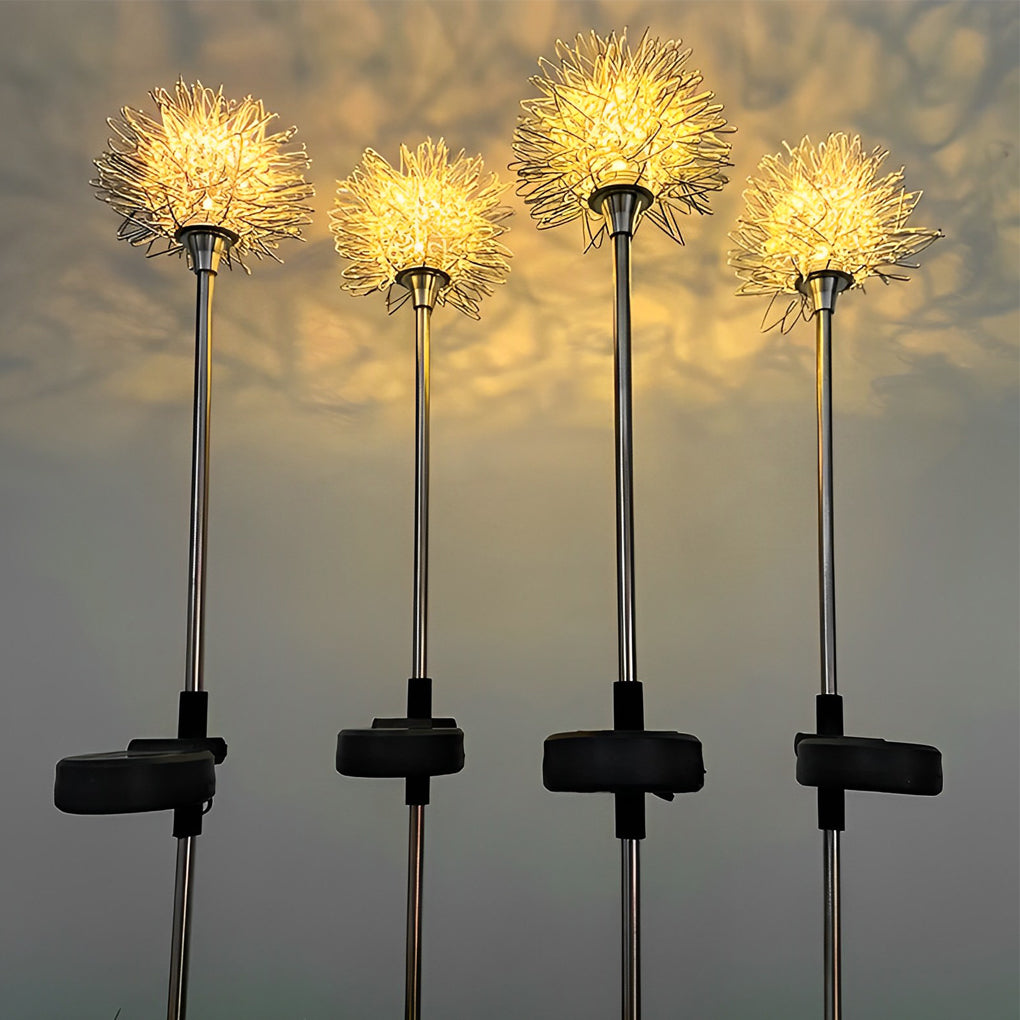 2 Pack Waterproof Solar Dandelion Garden Lights Aluminum Flower Outdoor Pathway LED Lawn Stake Decor
