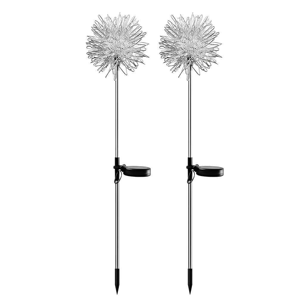 2 Pack Waterproof Solar Dandelion Garden Lights Aluminum Flower Outdoor Pathway LED Lawn Stake Decor