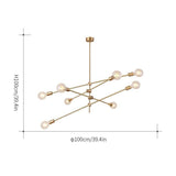Modern Adjustable Brass Arm Chandelier with Clear Glass Shades for Dining Room