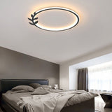20 Inch Dimmable Black LED Flush Mount Ceiling Light with Decorative Leaf Edge Design