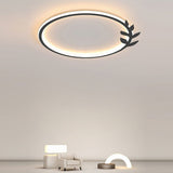 20 Inch Dimmable Black LED Flush Mount Ceiling Light with Decorative Leaf Edge Design