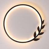 20 Inch Dimmable Black LED Flush Mount Ceiling Light with Decorative Leaf Edge Design