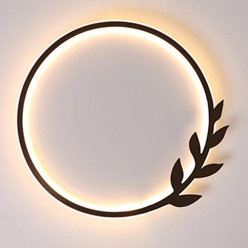 20 Inch Dimmable Black LED Flush Mount Ceiling Light with Decorative Leaf Edge Design