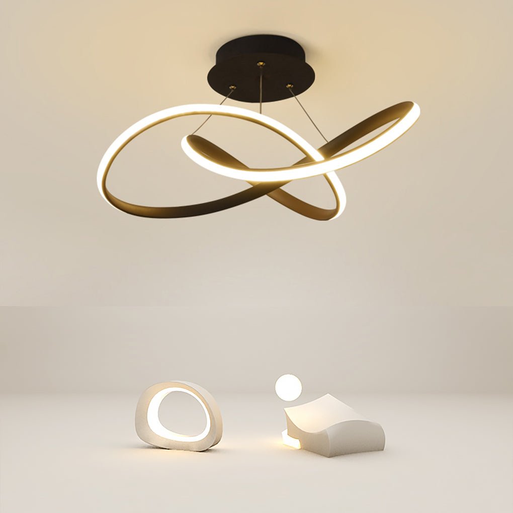 20 Inch Modern LED Ribbon Flush Mount Ceiling Light for Living Room Dimmable Lighting Fixture