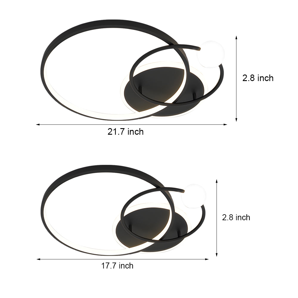 Modern Dimmable Geometric Circles LED Flush Mount Ceiling Light Fixture for Living Room Bedroom