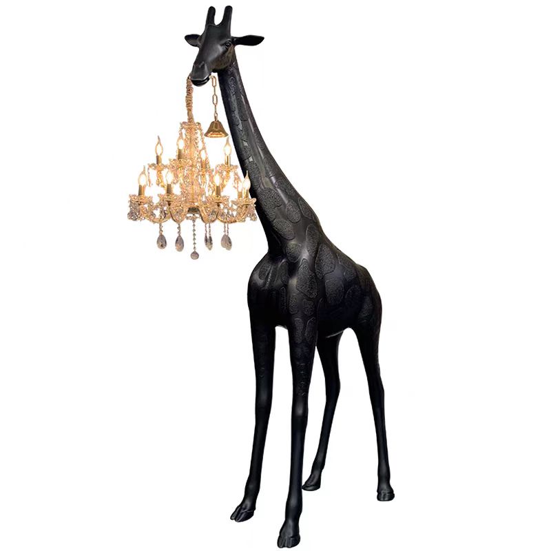 Large Scale Giraffe Animal Floor Lamp for Grand Foyer and High Ceiling 12 Light Fixture