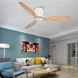 Modern 52 Inch Ceiling Fan with Dimmable LED Light and Remote 3 Blade Silent Motor Flush Mount