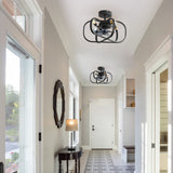 Retro Bladeless Ceiling Fan with 3 Color Dimmable LED Light and Remote Control