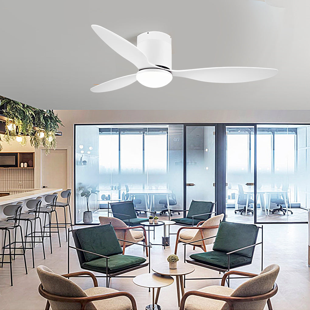 Modern 52 Inch Ceiling Fan with Dimmable LED Light and Remote 3 Blade Silent Motor Flush Mount