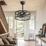 Retro Bladeless Ceiling Fan with 3 Color Dimmable LED Light and Remote Control
