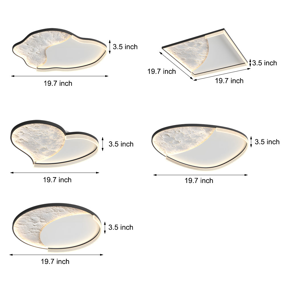 Modern Moon Texture LED Ceiling Light 3 Step Dimming Geometric Flush Mount Lamp
