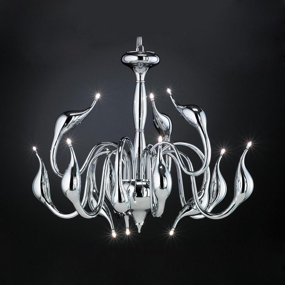 24 Inch Modern Chrome Iron Candle Style Chandelier Lighting for Living Room