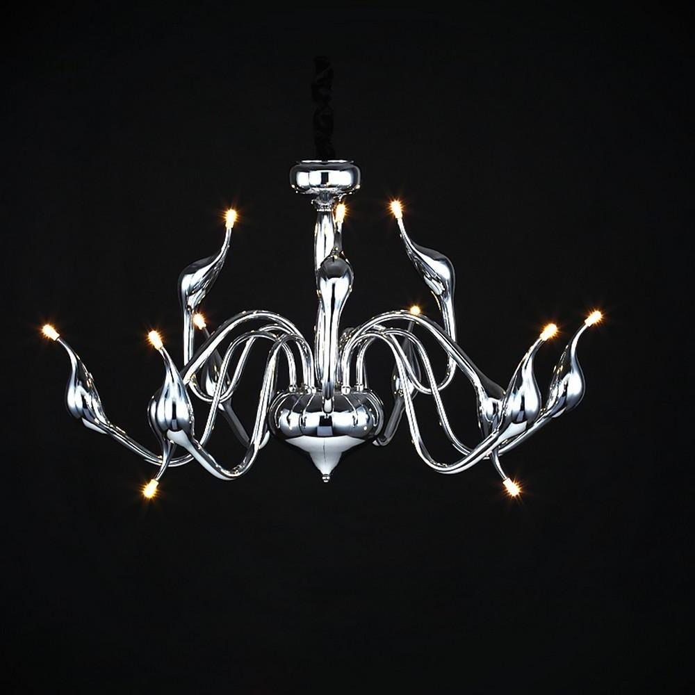 24 Inch Modern Chrome Iron Candle Style Chandelier Lighting for Living Room