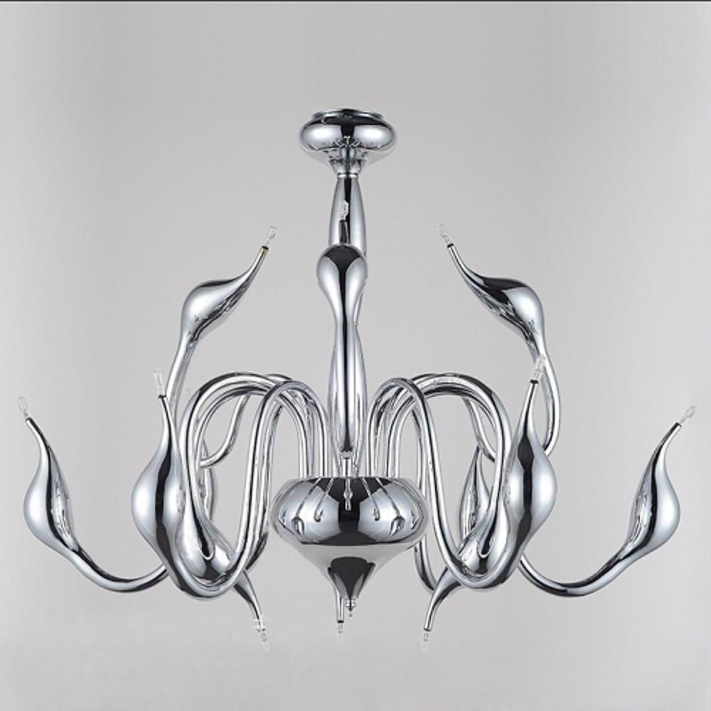 24 Inch Modern Chrome Iron Candle Style Chandelier Lighting for Living Room