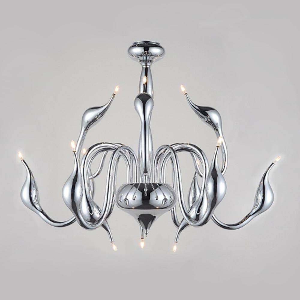 24 Inch Modern Chrome Iron Candle Style Chandelier Lighting for Living Room