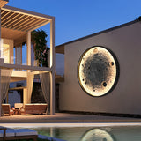 24 Inch Modern Round Moon Waterproof LED Outdoor Wall Light Fixture for Villa and Yard
