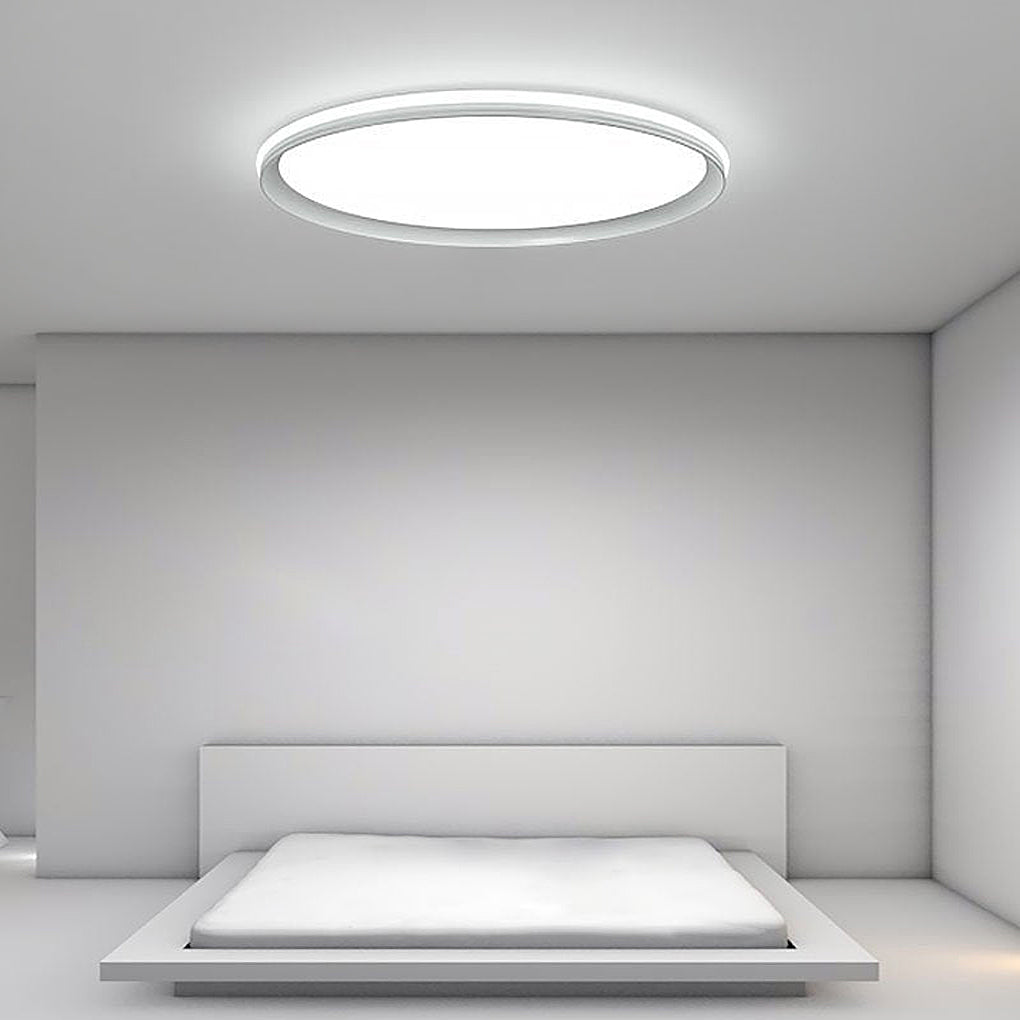 24 Inch Ultra Thin Round LED Flush Mount Ceiling Light Modern Dimmable White Aluminum Fixture