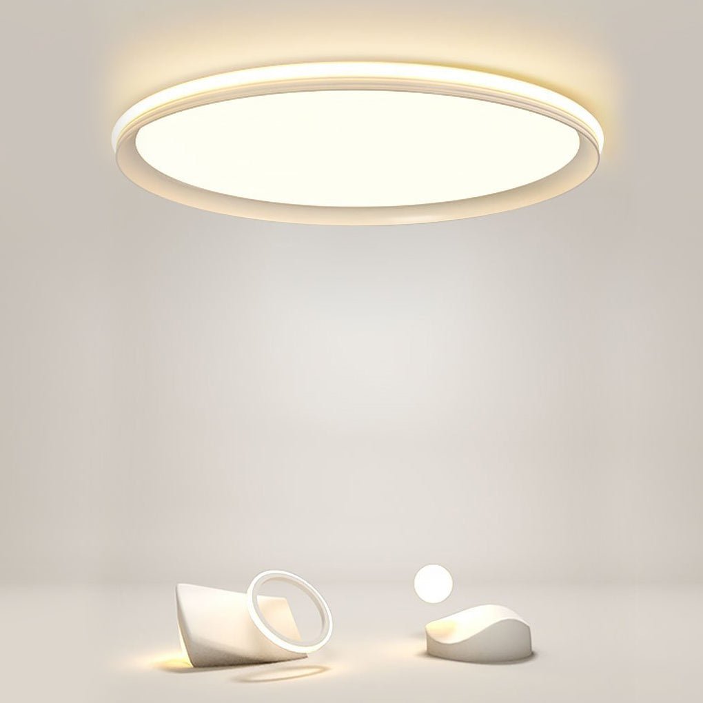 24 Inch Ultra Thin Round LED Flush Mount Ceiling Light Modern Dimmable White Aluminum Fixture