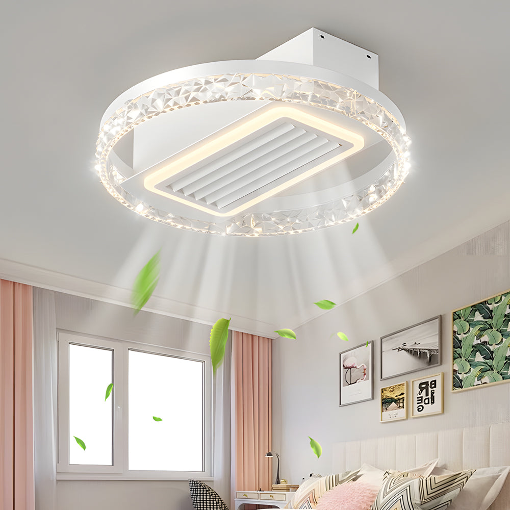 Nordic 19.7 Inch Low Profile Bladeless Ceiling Fan with Dimmable LED Light and 6 Speed Remote Control
