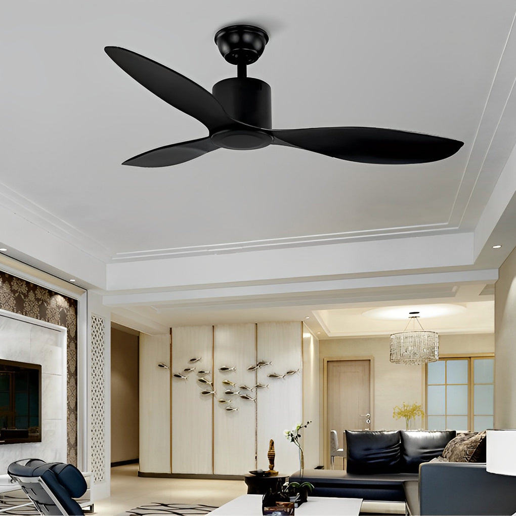 Modern 52 Inch Ceiling Fan with Dimmable LED Light and Remote 3 Blade Silent Motor Flush Mount