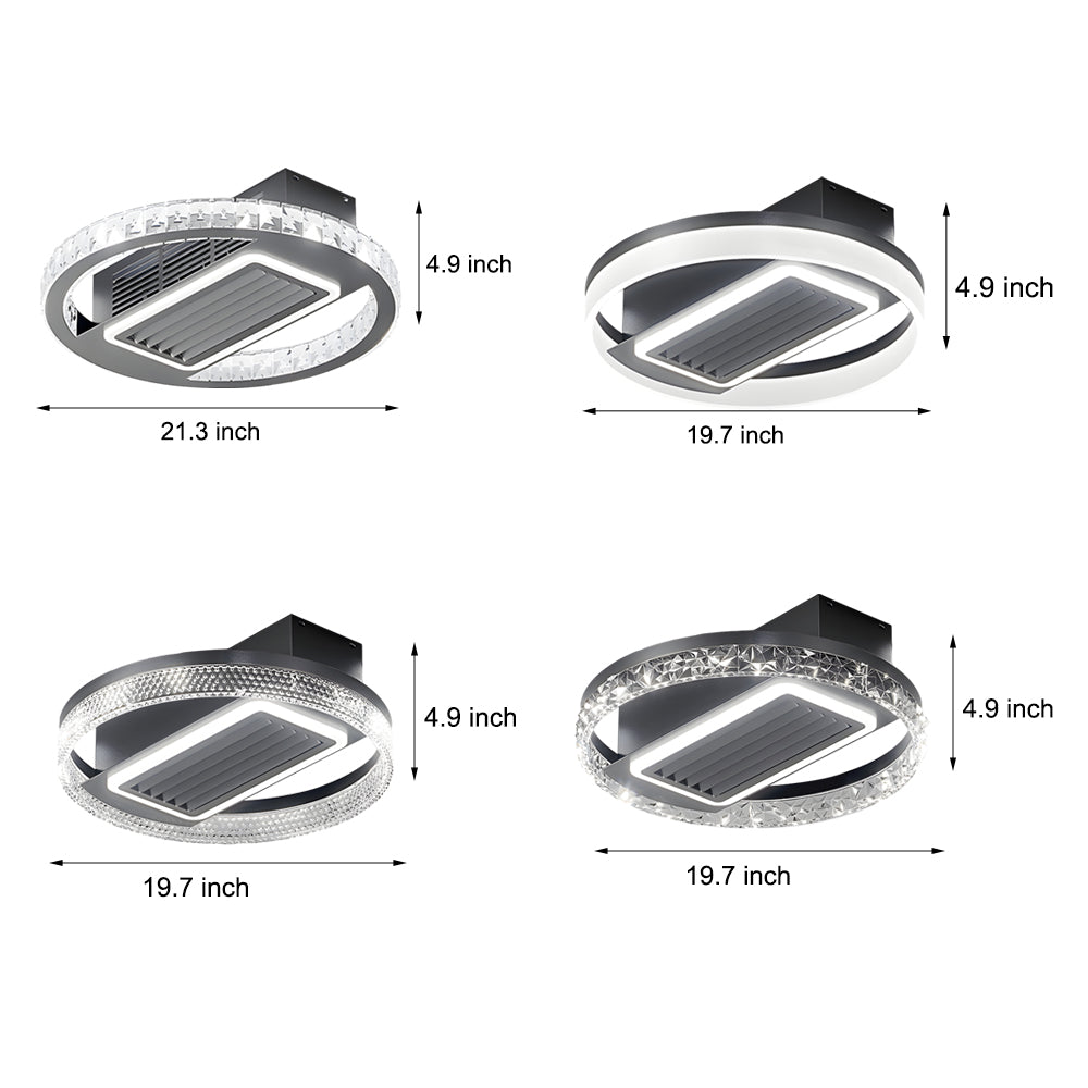 Nordic 19.7 Inch Low Profile Bladeless Ceiling Fan with Dimmable LED Light and 6 Speed Remote Control