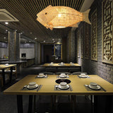 26 Inch Rustic Fish Shaped Bamboo Pendant Light Fixture for Farmhouse and Coastal Decor