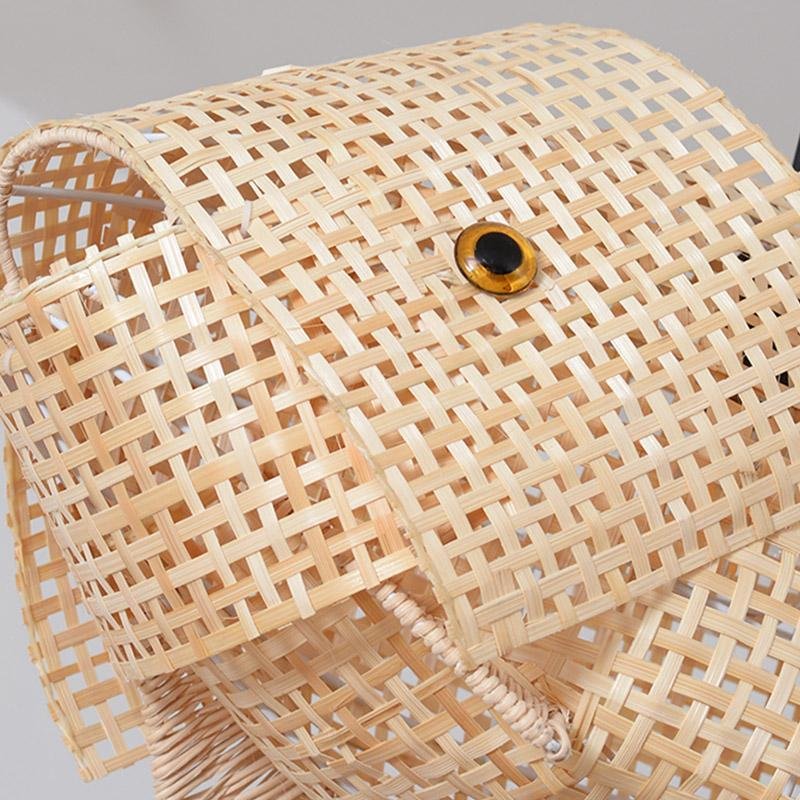 26 Inch Rustic Fish Shaped Bamboo Pendant Light Fixture for Farmhouse and Coastal Decor