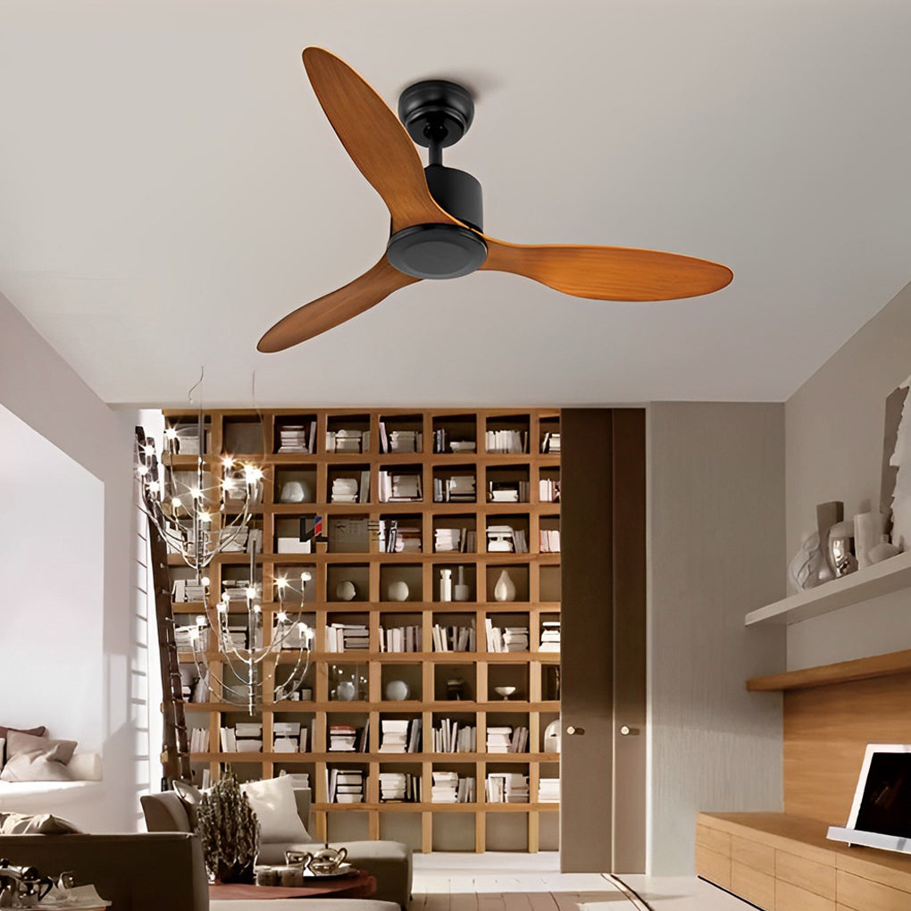 Modern 52 Inch Ceiling Fan with Dimmable LED Light and Remote 3 Blade Silent Motor Flush Mount
