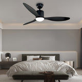 Modern 52 Inch Ceiling Fan with Dimmable LED Light and Remote 3 Blade Silent Motor Flush Mount