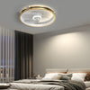Modern Gold Ring LED Ceiling Fan with 3 Color Dimming Flush Mount Light for Bedroom Study