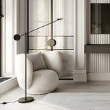 Modern Black LED Floor Lamp with Adjustable Arm and Slim Minimalist Design for Reading