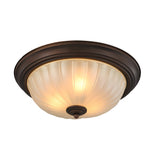 American Vintage Semi Flush Mount Ceiling Light with Round Glass Shade and Iron Frame for Bedroom
