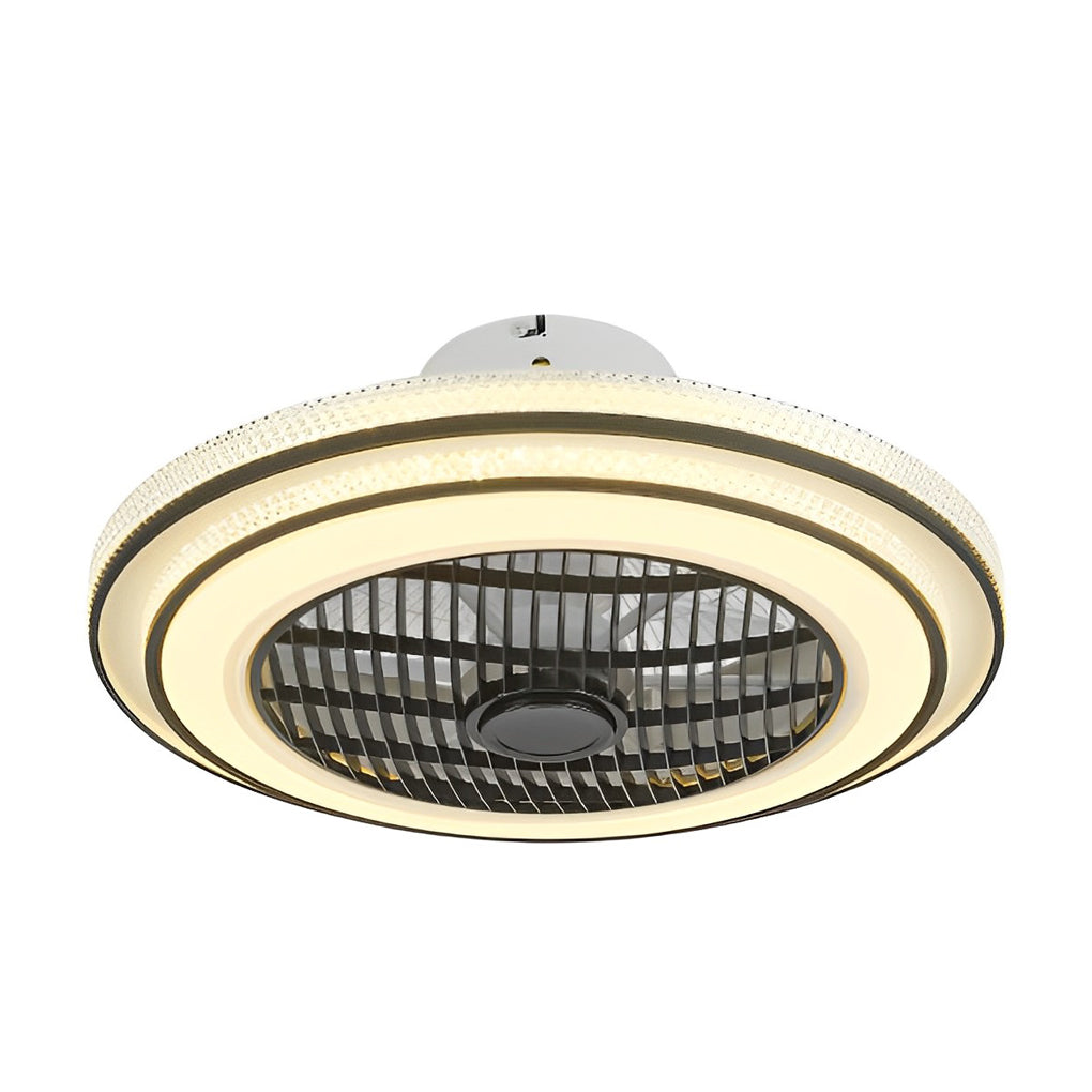 20 Inch Modern Bladeless Ceiling Fan with LED Light Quiet Flush Mount Enclosed Fan for Low Ceilings