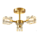 Modern Copper Crystal Ceiling Light Fixture with 180 Degree Adjustable Multi Light Shades