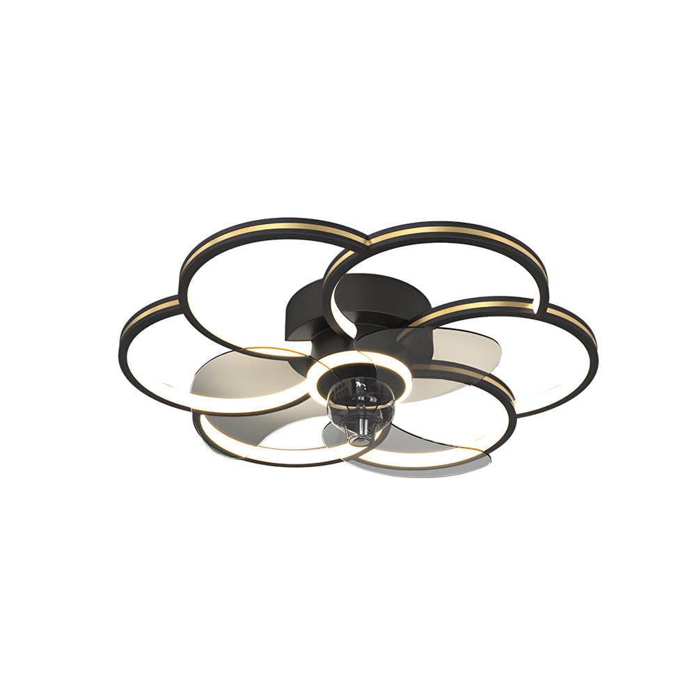 Modern Flower Shaped Silent LED Ceiling Fan with 3 Color Dimming Light