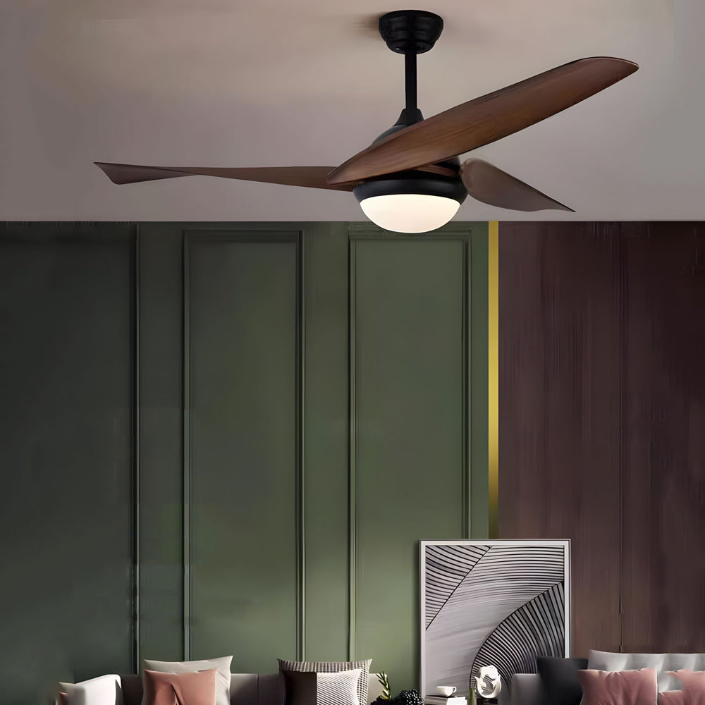52 Inch Rustic Industrial Ceiling Fan with Wood Finish Blades and 6 Speed DC Motor