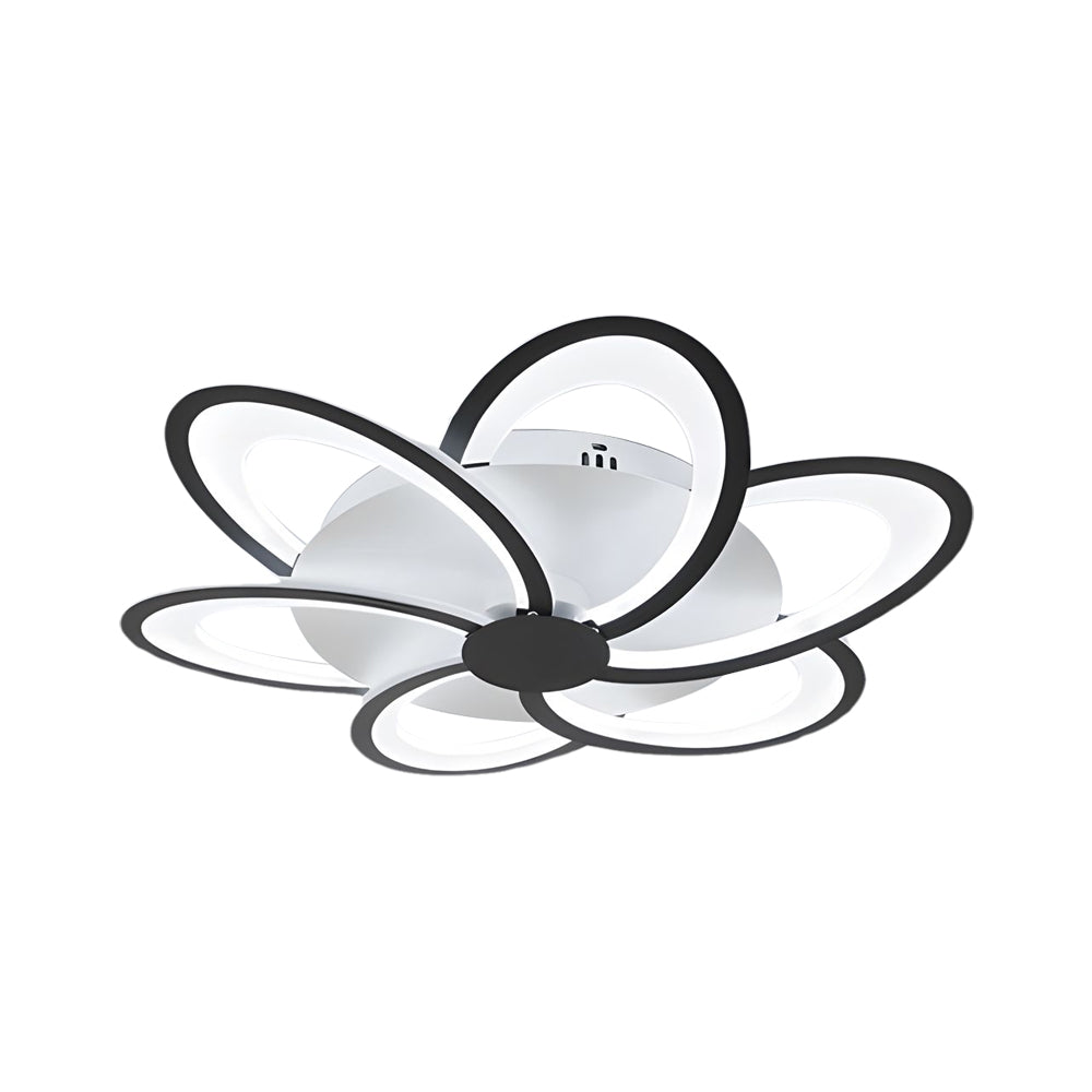 Geometric Flower LED Flush Mount Ceiling Light with Acrylic Petal Design in Black