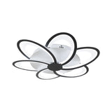 Geometric Flower LED Flush Mount Ceiling Light with Acrylic Petal Design in Black