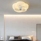 Modern Flower Shape LED Flush Mount Ceiling Fan with 3 Step Dimming and Quiet Motor