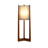 Japanese Style Wood LED Floor Lamp with Double Shade and Natural Finish Standing Light