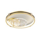 Modern Gold Feather Pattern Round LED Ceiling Lamp with Three Color Dimming Modes