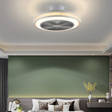 Modern Flush Mount Bladeless Ceiling Fan with Dimmable LED Light and Remote Control